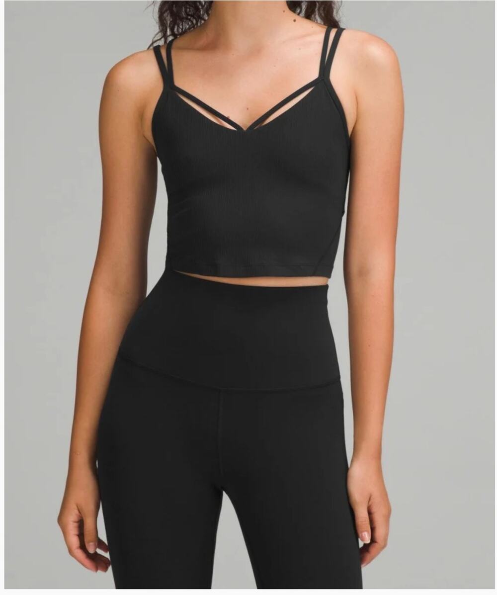 Lululemon Womens 14 Black ALIGN STRAPPY RIBBED Tank Top Cropped